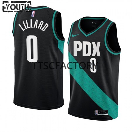 Canotte Bambino Portland Trail Blazers Damian Lillard 0 Nike 2022-23 City Edition Nero Swingman